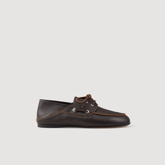 Leather boat shoe loafers